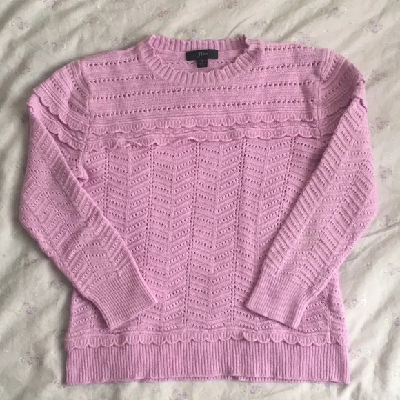 J. Crew Lilac Scallop Trimmed Sweater - Picture 3 of 11